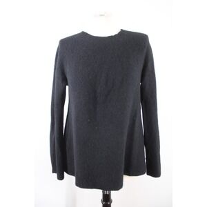 Vince L Black 100% Cashmere Ribbed Crewneck Sweater Holes Mend